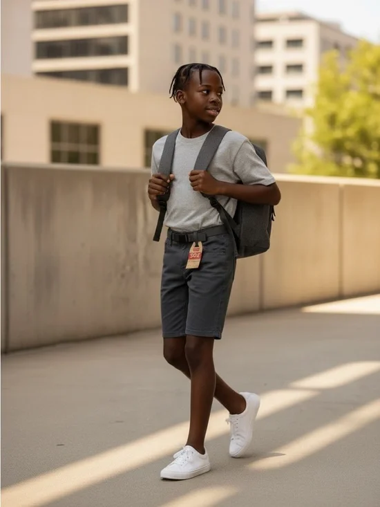 Levi's Boys Size 7 Dark Gray Elastic Waist Shorts with White Mesh Lining NWT - Picture 6 of 6